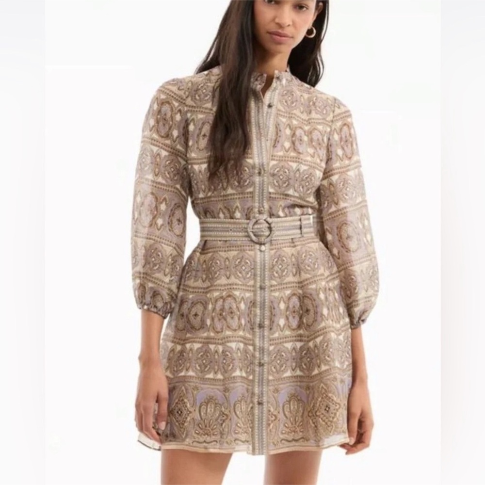 VERONICA BEARD kumar mini dress in khaki-multi Sz 12